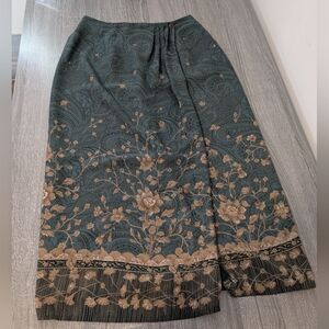 Vintage Susan Bristol Floral Paisley Maxi Skirt - Teal and Beige